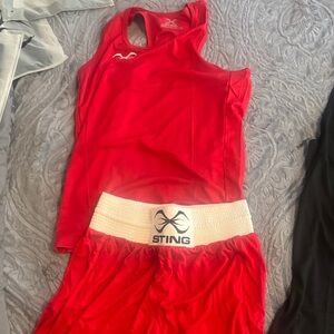 Sting Boxing Red  Athletic Shorts with matching shirt